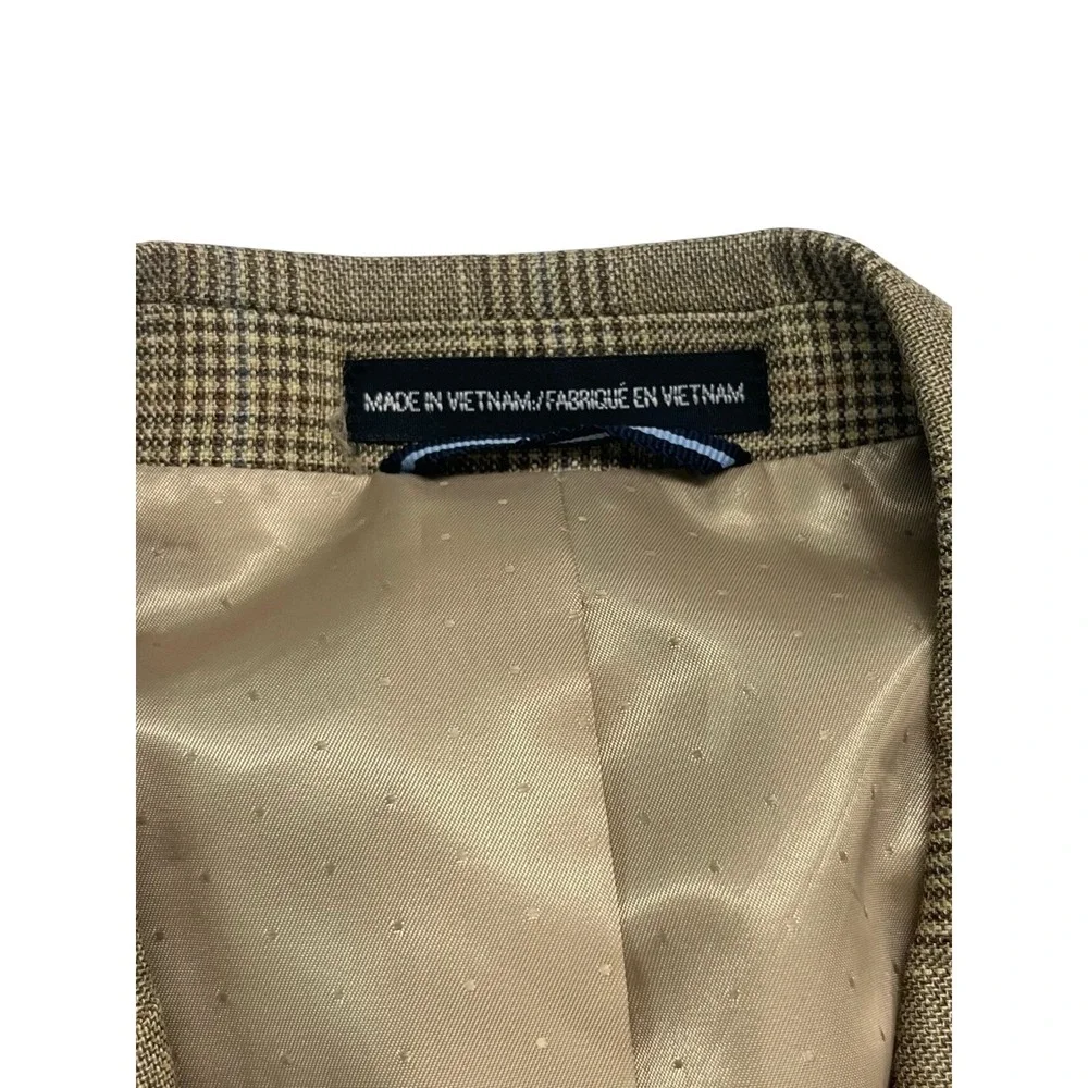 Tommy Hilfiger 40S Tan Glen Plaid Wool Blazer Jacket Sport Suit Coat Lightweight